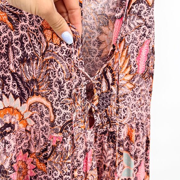 Madewell Lace-Up Ruffle-Hem Midi Dress in Bali Blooms Style AO273 Size 2 - Picture 5 of 8